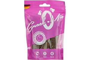 SNACKOMIO - Friandise premium pour chiens - lamelles tendres de viande de lapin, sans céréales, 1 paquet (1 x 125g)