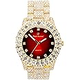 Charles Raymond Bling-ed Out Round Metal Mens Color on Blast Watch with Diamond Time Indicators - Ice on Fire!!! - ST10327DxxS
