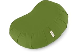 basaho Poduszka do medytacji CRESCENT Zafu | Bawełna organiczna | Z Łuską Gryki | Zdejmowana poszewka nadająca się do prania