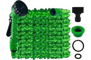 Gsakskdsap 15m Tubo Estensibile da Giardino, Tubo per Irrigazione con 7 Modalità di Spruzzo Funzioni, Manichetta per Irrigazione con Pistola Acqua Per Lavaggio Auto, Giardino, Prato