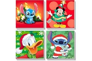 SENQAO Framed Christmas Paint by Numbers for Adults Kids Beginners - 4 Pack Stitch Christmas Paint by Number on Canvas for Kids Ages 4-8-12 Girls, DIY Oil Painting Acrylic Paints for Wall Art