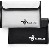 FLASLD Fireproof Bag Fireproof Wallets 20 x 12.7 cm, 2 Pieces Small Fireproof Document Bag, Set of Waterproof Secure Bags for
