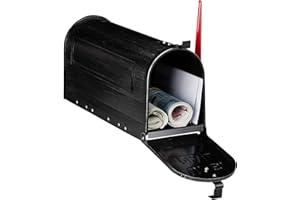 Relaxdays Boîte aux Lettres US, Vintage, Poste américaine, Compartiment à journaux, 25x19x52,5 cm, Drapeau Rouge, Noir