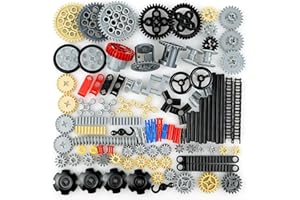 BROTEX Technical Spare Parts，122Pieces Building Blocks Accessories, Gears Pins Connectors Wheels Axles Racks Differentials Bricks Sets, Engine Kits Cars Compatible Major Brands