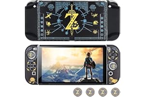 DLseego Housse de Protection pour Switch OLED Console Accessoires pour Switch OLED avec Coque Rigide Dockable et 2 Capuchons de Joystick en Silicone-Zelda