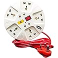 eSYSTEMS Extension Board, 6 Amp Multi Plug Point Strip, Led Indicator & Universal Sockets, Fuse Protection Extension Cord (White)
