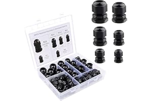 Belle Vous 50pz Pressacavi Elettrici Regolabili - Passacavi Elettrici Plastica da 3-16 mm PG7, PG9, PG11, PG13,5, PG16 e PG19 - Raccordo Scatola Cavo Impermeabili con Controdado per Casa e Industria