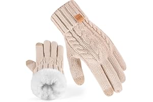 REDESS Gants d'hiver pour femmes Gants thermiques chauds en tricot doublés de polaire Compatibles avec les écrans tactiles Pour temps froid