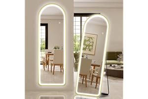 ‎STARLEAD STARLEAD Ganzkörperspiegel-mit-Beleuchtung 150x50cm, LED-Standspiegel-mit 3 Lichtfarben Dimmbar, Wandspiegel-Groß mit Touch-Schalter, Memory-Funktion, HD Hartglas, Gewölbter Spiegel-Gold-Rahmen