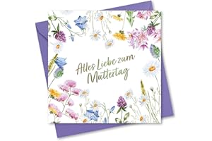 Absolutely Yours Muttertagskarte für Mama, Blumen-Design, rosa und blau, mit passendem Umschlag, Größe 150 x 150 mm, wenn gefaltet. Die Karten sind mit goldfoliertem Text verziert.