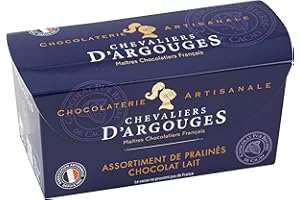 CHEVALIERS D'ARGOUGES Maîtres Chocolatiers Français - Assortiment de pralinés chocolat lait 33% - Ballotin Dégustation 185g