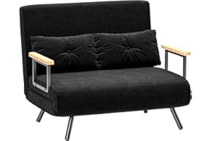 HOMCOM Sofá Cama de 2 Plazas 4 en 1, Sofá Cama Plegable Tapizado en Terciopelo con Respaldo Ajustable de 5 Niveles y Almohadas Acolchadas, para Oficina, Dormitorio, Salón, 102x73x81 cm, Negro