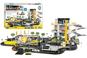 STARLUX - Renault Super Garage mit kompletter Tankstelle auf 3 Ebenen, Einer Arbeitsbühne und Einer 4 Meter Langen Rennstrecke - Ab 3 Jahren