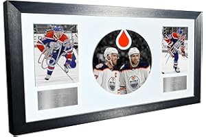 Kitbags & Lockers Connor McDavid und Leon Draisaitl Edmonton Oilers NHL Autogramm-Foto Bilderrahmen Eishockey-Poster Geschenk Schwarz & Weiß