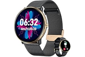 CATSHIN Orologio Smartwatch Donna Fitness Watch: Orologi con Chiamate Contapassi Impermeabile Sanguigna Pressione 1,43" Rotondo Touch AMOLED Schermo Inox Acciaio Cinturino Compatibile Android iOS Smartphone