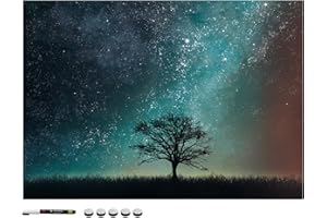 Navaris Tablero de Notas magnético - Pizarra con diseño de Noche Estrellada - Pizarra magnética con Marcador Negro y 5 imanes - 70 x 50 CM