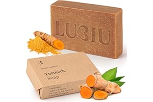 lubiu Savon Curcuma Visage et Corps - 100g Savon Naturel - Savon Visage Femme et Homme & Savon Solide Corps - Turmeric Soap - Savon Antibactérien - Savonnette