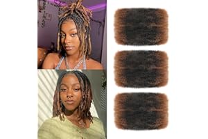 XIIMENALU Afro Kinky Curly Braiding Bulk Hair For Mini Twists Afro Kinkys Bulk Hair Synthetic Hair Cuban Twist Soft Locs Micro Spring Twist For Dreadlocks Loc Repair (T30#, 8 cali (zestaw 3 szt.)