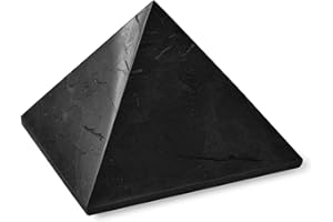 Karelian Heritage Shungite Large Pyramid | Polished Shungite Stone for Protection | Large Black Decor Pyramid 4 inches (10 cm) | Blocker for Home Office | Crystal Healing Pyramid for Meditation PP08