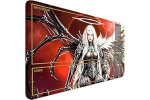SMATCAMP MTG Playmat with Zones Stitched Edges, Non-slip Rubber Bottom Angel MTG Playmats, Smooth Rubber Surface Battle TCG Playmat 24" x 14" MTG Mats+ Storage Bag