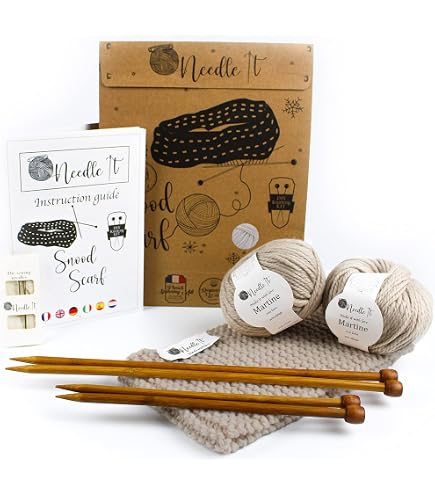 Kit Tricot Débutant Pour Sous-Verres - Complet Avec Fil Coton, Aiguilles, Poignées Cuir - Loisir Créatif Facile à Réaliser - 7