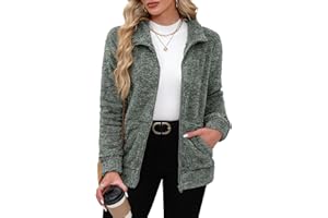 BesserBay Damen Winter Stehkragen Teddyfleece Jacke Warm mit Full Zip Taschen Sweatjacke S-XXL