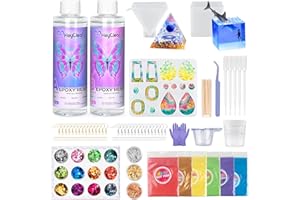 HeyClear Epoxidharz Set mit Formen, 474ml/16oz, Epoxy Resin Transparente für Gießen und Beschichten, Coup de Plongée, Tischplatte, Schmuckherstellung, DIY Handwerkskunst für Anfänger