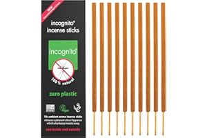 INCOGNITO AntiMosquito Citronella incense Sticks sticks Lasting Up To 2 hours Insect and Mosquito Repellent Suitable For Indoors Outdoors Citronella Natural Refreshing Incense Burners, Black, 10 count