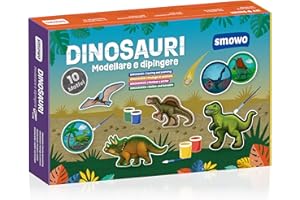 Smowo® 10 figure di gesso di dinosauro da fondere e dipingere - set di artigianato in gesso con enciclopedia per bambini creativi