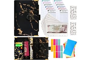 Kraftstack Budget Binder Money Saving Wallet - 28Pcs A6 Ring Binder, Money Organiser for Saving Money, Budget Planner with Cash Envelopes - Perfect for Budgeting and Planning Monthly Expenses (Black)