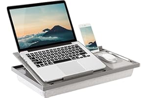 LAPGEAR Ergo Pro Lap Desk with 20 Adjustable Angles, Mouse Pad, and Phone Holder - Gray - Fits up to 15.6 Inch Laptops and Most Tablets - Style No. 49405