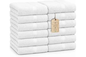 HomeBurg Luxe set med 12 tvättlappar – 100% bomull, mjuka och absorberande, lättskötta, premium för ansikte, 30×30 cm