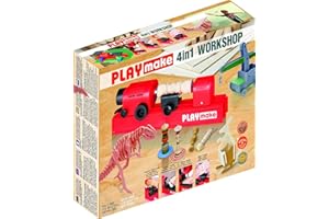 PLAYMAKE - 4in1 Workshop - Werkzeug Kinder - Holz-Bearbeitung Werken Basteln