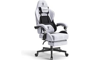 Dowinx Fotel gamingowy, krzesło biurowe, materiałowa, torba na wiosnę, do masażu z zagłówkiem, ergonomiczne krzesło gamingowe z podnóżkiem (kolor czarny i szary)