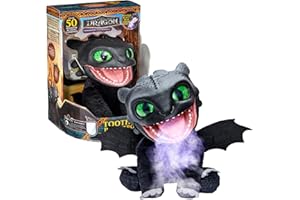Puppetronic RE000000 Real FX Toothless Peluche pour Dresser Votre Dragon Marionnette électronique de 30 cm + 50 réactions et Sons, Effets de fumée et de feu, 6 Ans et Plus, Famosa