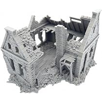 Casa En Ruinas Para Wargames Y Miniaturas Fantasy – Escenografía 3D De 28/32mm, Modular De 2 Plantas, 15x15x20 Cm, PLA Orgánico