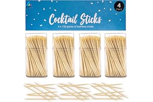 D.A.Y. REPUBLIC 600 Large 6cm Round Cocktail Sticks Wooden Toothpicks Refill, Safe Double Sided Picks for Dental Teeth Picking Party Buffet Canapé Appetisers Barbecue (600 Cocktail Sticks)