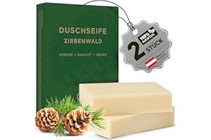 ‎LARUM SPORTS larum sports feste Duschseife Männer Zirbenwald – festes Duschgel – Seife für Haare, Körper, Gesicht – festes Shampoo – Herren Naturseife – 2x Bio Seife Stück à 85g