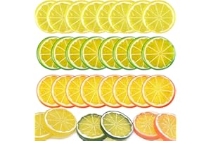 LATRAT 30 pezzi fetta di limone finto guarnire frutta artificiale, piccolo modello di frutta per casa, cucina, tavolo, festa, decorazione, fotografia, oggetto di scena