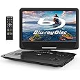 WONNIE 16.9" Portable Blu Ray DVD Player with 14.1" 1080P Full HD Large Swivel Screen, Surround Audio Sound, 4 Hrs Rechargeable Battery, Support HDMI Out, AV Out, Last Memory, USB/SD Card, Sync TV