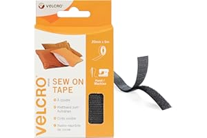 Velcro Marque, Ruban Adhésif À Coudre Auto-Agrippant Pour Tissu, À Crochets Et Boucles, Qui Se Coupe À La Longueur Désirée & Parfait Pour Les Activités De Couture, Noir 20 Mm X 1 M