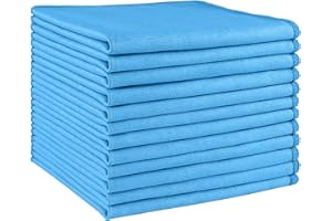 HOMEXCEL Microfibre Glass Cleaning Cloths 12 PK, Lint Free Streak Free, Reusable Cleaning Cloth for Cleaning Windows, Glasses, Mirrors, Screens, Stainless Steel, and More Blue-30X30 CM