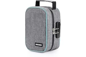 OZCHIN Geruchsdichte Tasche mit Zahlenschloss, Geschenkset für Frauen, Zertifikate-Organizer, PU-Leder, abschließbare Reisetasche, 26 x 18 CM