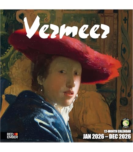 Calendrier Mural Carré 2026 Vermeer Red Robin Publishing - Format 30x30 Cm (déplié 30x60 Cm) - 16 Mois (décembre 2025 à Décembre 2026) - Papier FSC, Images Haute Qualité - 2