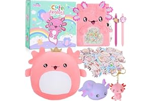 Pinkgarden Axolotl pluszowe zwierzątka Axolotl z tajemniczym pamiętnikiem, długopisem, naklejką, prezentem urodzinowym dla małych dziewczynek w wieku 5-12 lat