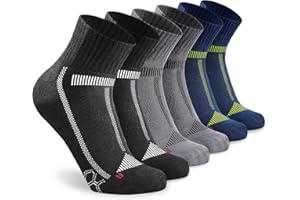Stoeury Mens Running Socks Anti-Blister Thick Cushioned Womens Trainer Socks, Breathable & Sweat Wicking Quarter Ankle Athletic Sports Sock for Hiking Walking Cycling Gym Multipack 3 Pairs