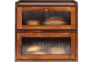 Lnopever Paneras Para Guardar El Pan Caja Grande De Madera Maciza Doble Panera Madera Para Guardar ReposteríA Con Puerta AcríLica MagnéTica Bread Bin (Marrón)