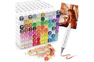 ‎KEBUYE Kebuye Alkohol Marker Stifte Set - 80 Farben Alcohol Markers Dual Tip Marker Pen FüR Erwachsene Kinder - Alkoholmarker Filzstifte Art Sketch Marker FüR Manga Coloring