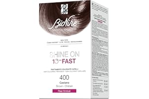Bionike Shine On Fast - Trattamento Colorante Capelli, Kit Tinta Rapida Senza Ammoniaca, Azione Nutriente e Ristrutturante, Dona un Colore Naturale e Brillante in 10 Minuti, Copre i Capelli Bianchi