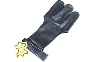 STARLINGUKPK Guantini tradizionali di protezione per il tiro con l'arco, in vera pelle, di qualità, punte coperte
